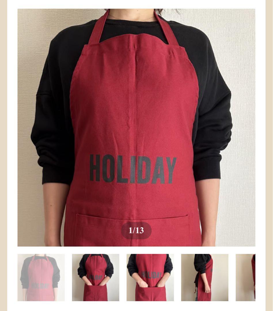 dresssen リバーシブルエプロン ワインレッド　HOLIDAY 缶バッジ付