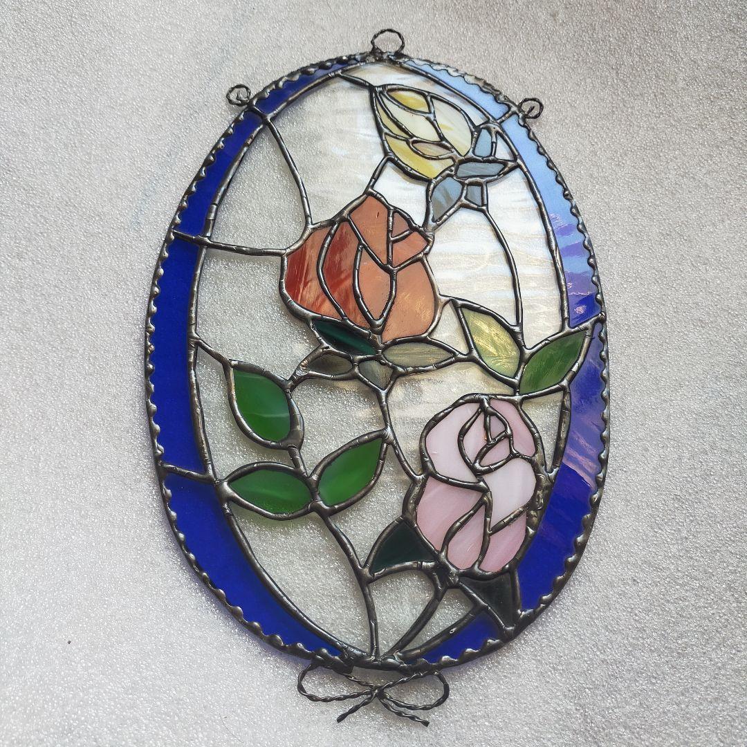 ステンドグラスパネル 薔薇 サンキャッチャー