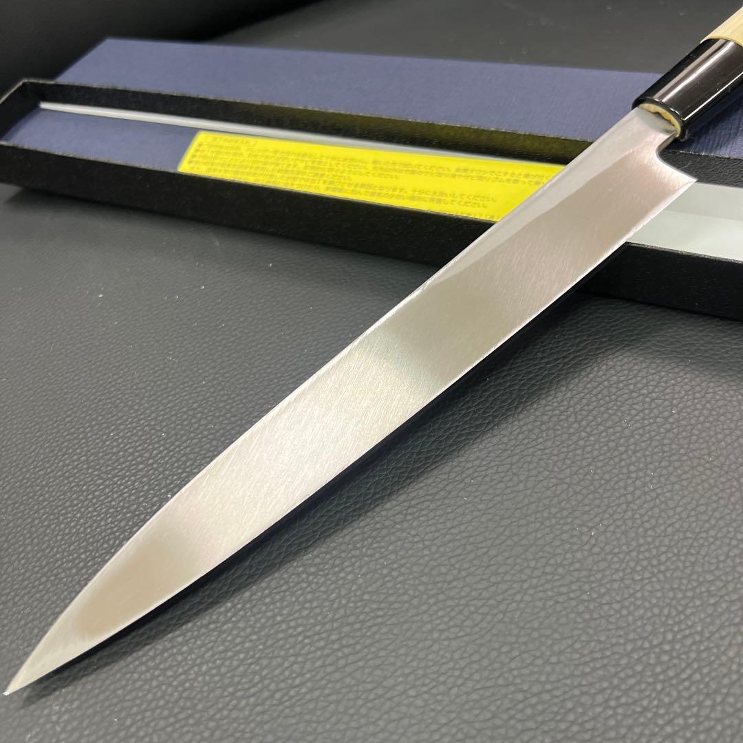 ★新品源正房はがね鍛造刺身包丁210mm七寸右片刃裏押し加工化粧箱入り