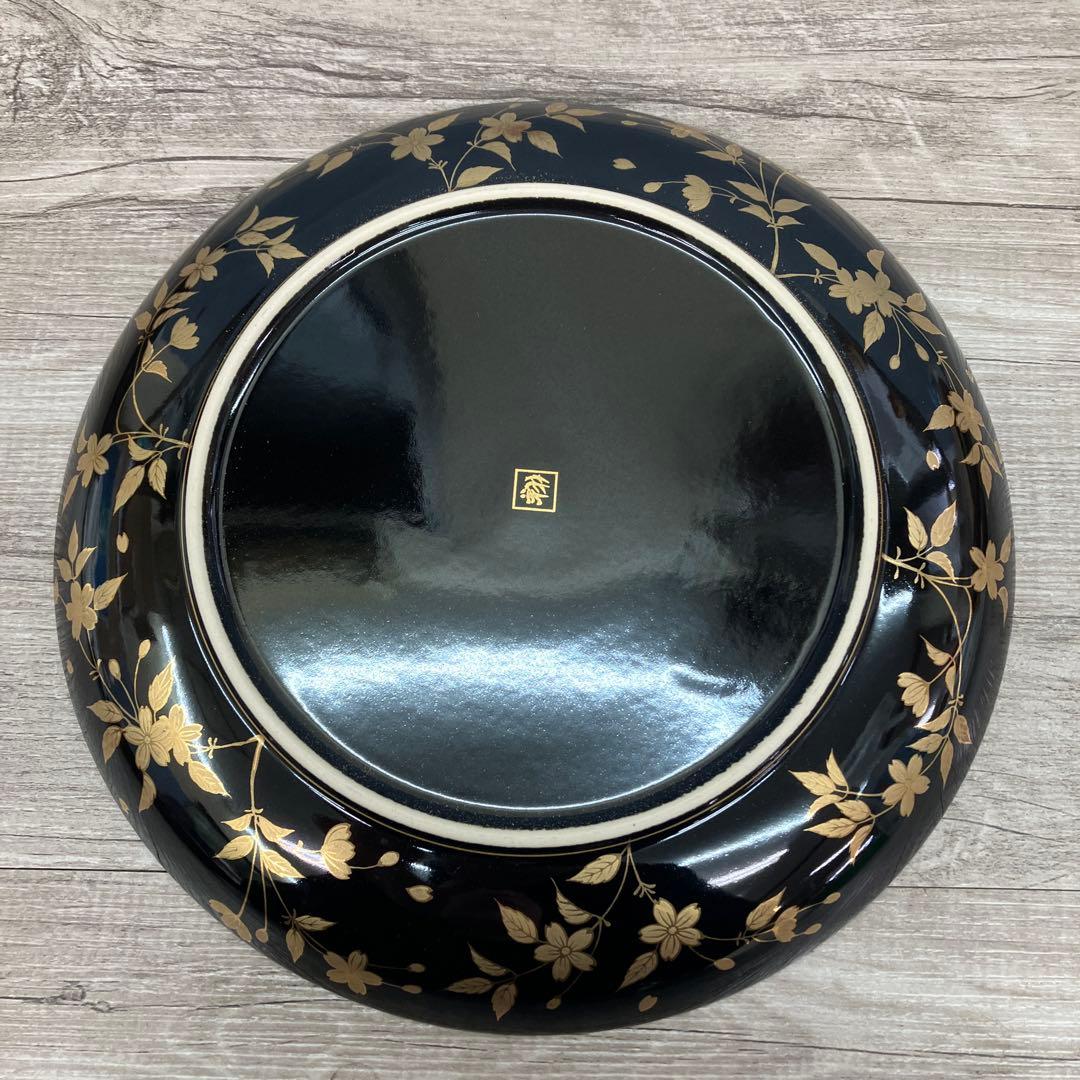 D-5 銘々皿 5枚セット 黒地 金彩 桜 漆器風 菓子皿 取り皿 銘々皿