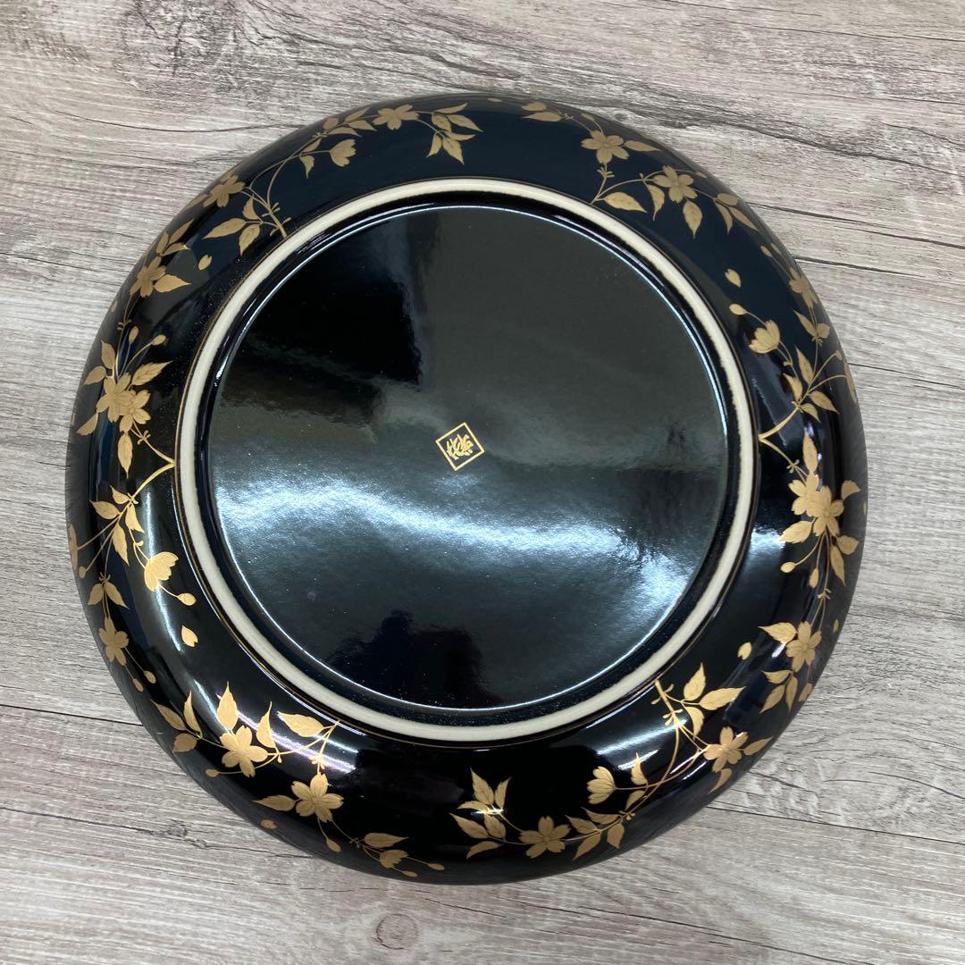 D-5 銘々皿 5枚セット 黒地 金彩 桜 漆器風 菓子皿 取り皿 銘々皿