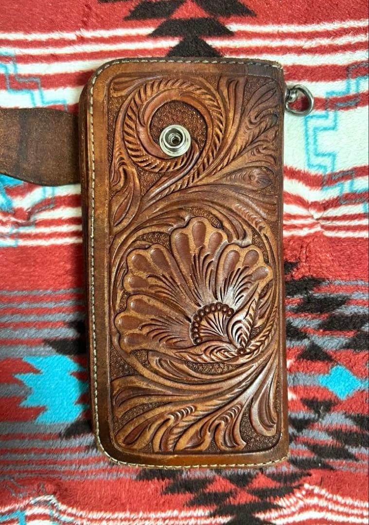 FUNNY ファニー ロングウォレット カービング 長財布 本革 キャメル