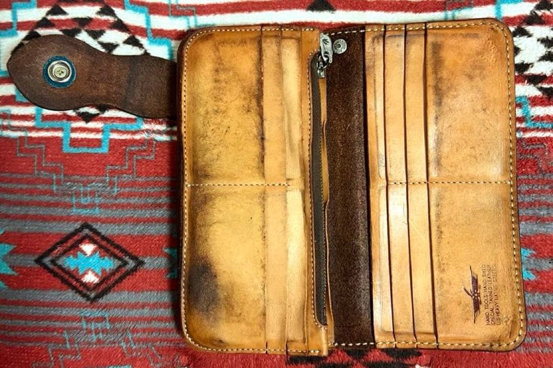 FUNNY ファニー ロングウォレット カービング 長財布 本革 キャメル
