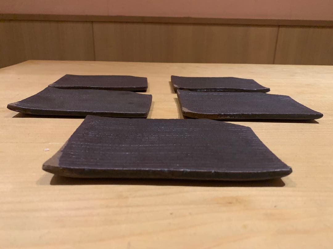 【安永頼山】唐津焼 櫛目変形小皿 5客セット