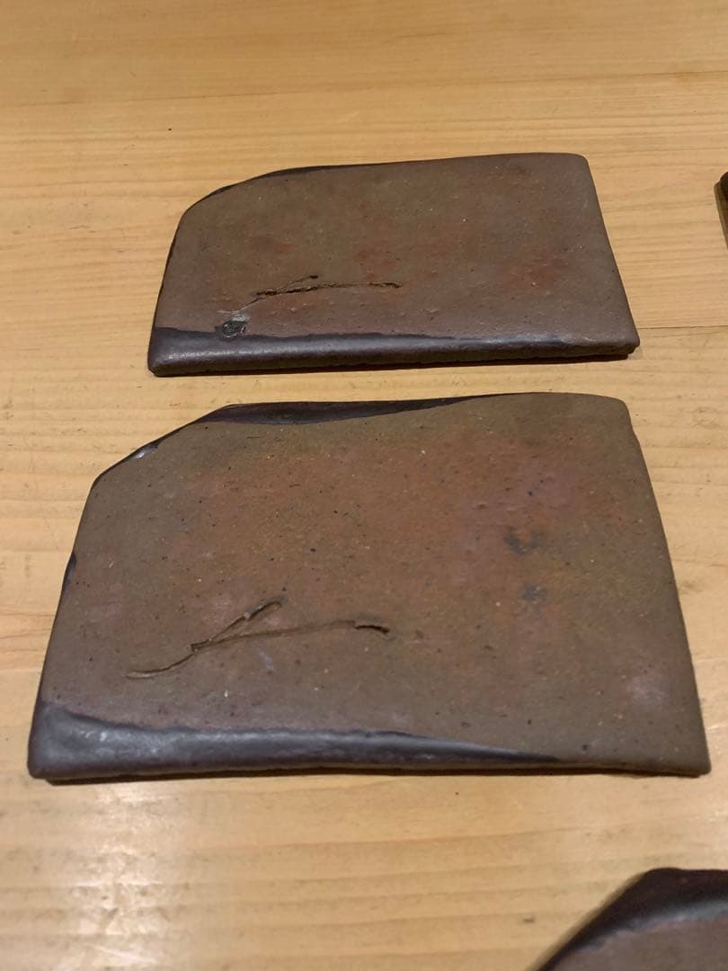 【安永頼山】唐津焼 櫛目変形小皿 5客セット