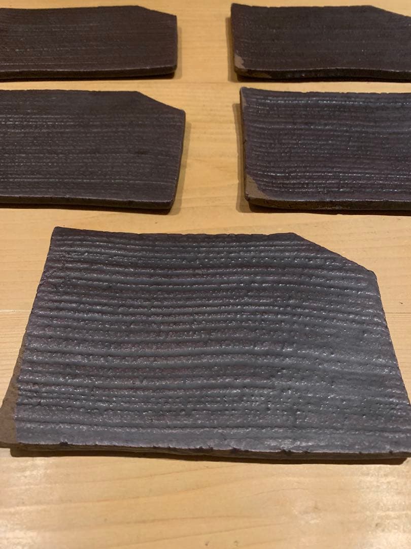 【安永頼山】唐津焼 櫛目変形小皿 5客セット
