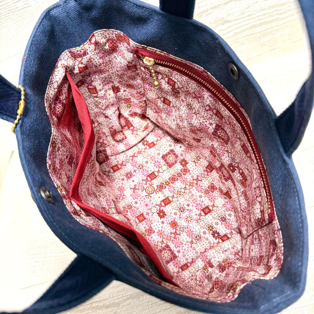 コーギー刺繍♡帆布のトートバッグ