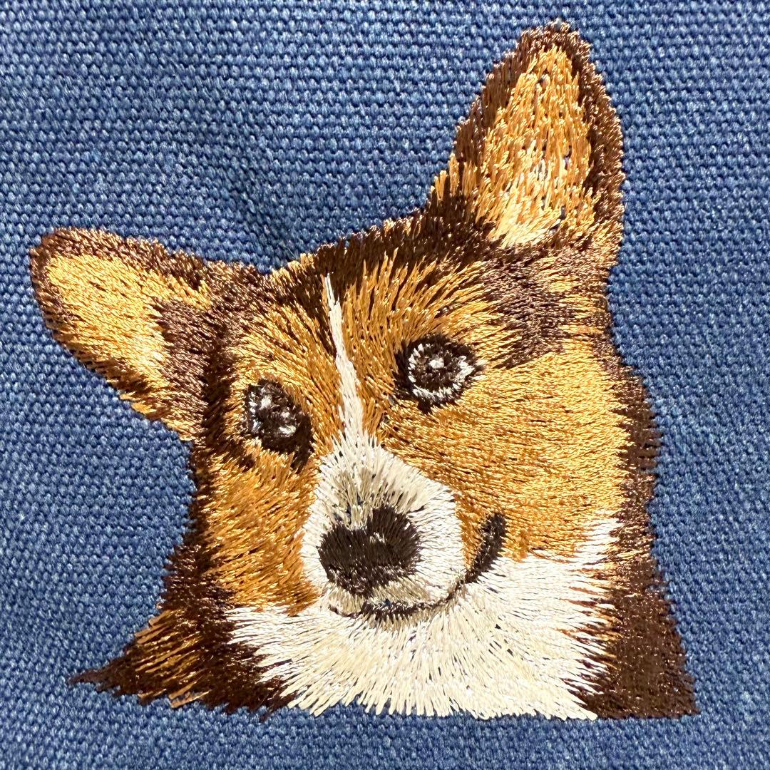 コーギー刺繍♡帆布のトートバッグ