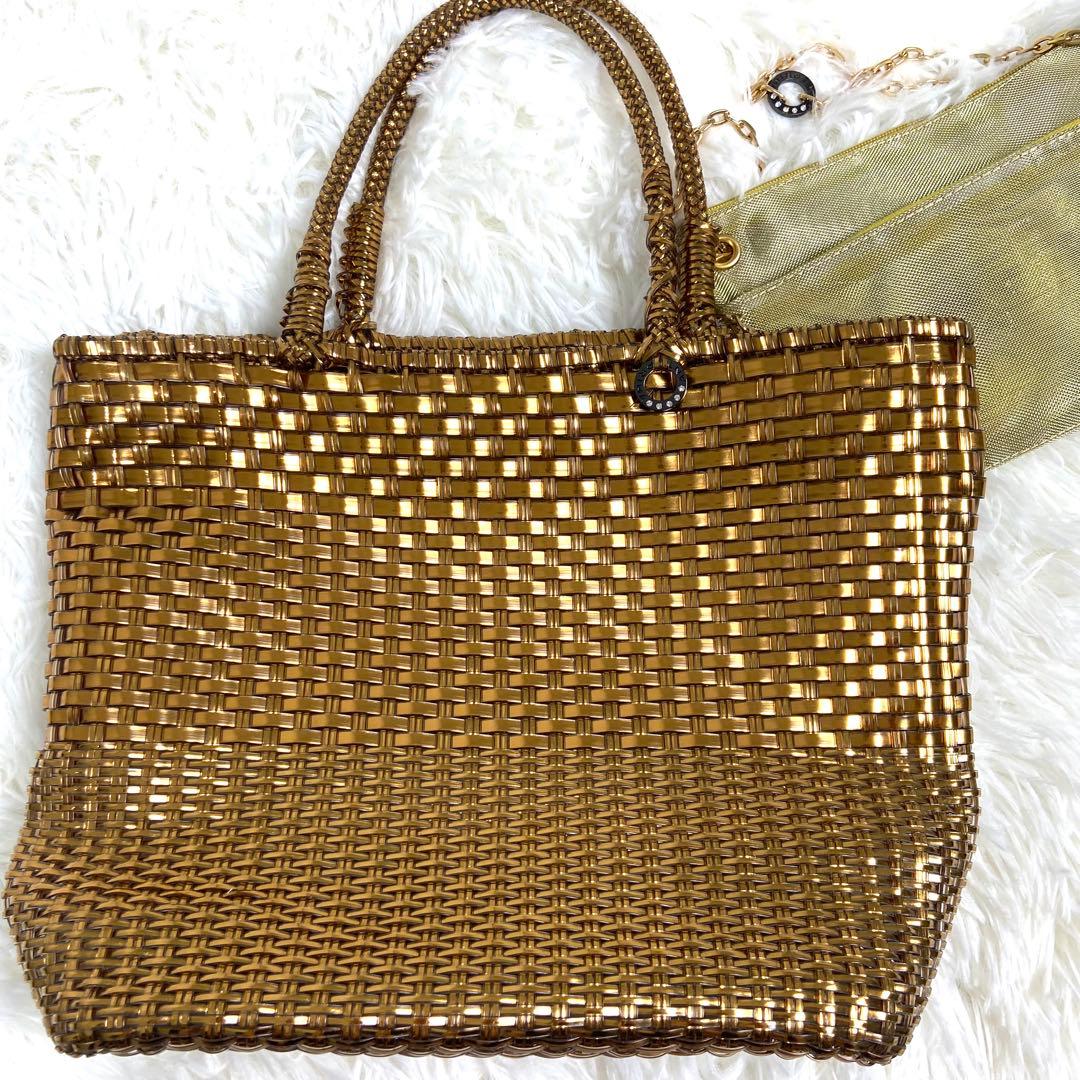 美品✨アンテプリマ　トートバッグ　インストレッチオ　ゴールドポーチストラップ付き