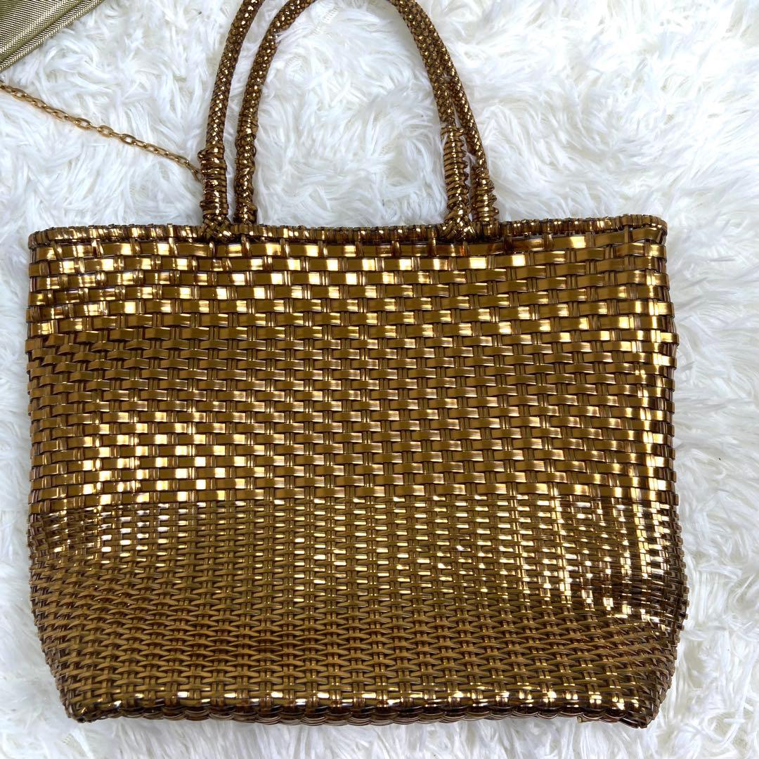 美品✨アンテプリマ　トートバッグ　インストレッチオ　ゴールドポーチストラップ付き