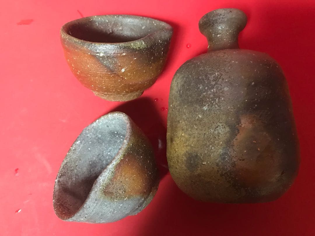 人間国宝 伊勢崎淳の内弟子　山下譲治　備前徳利ぐい呑　酒器