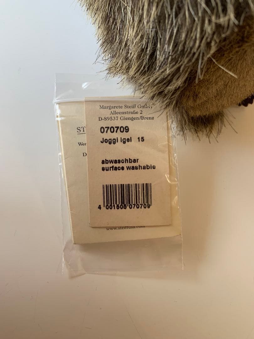 タグ付き！Steiff シュタイフ　ハリネズミ