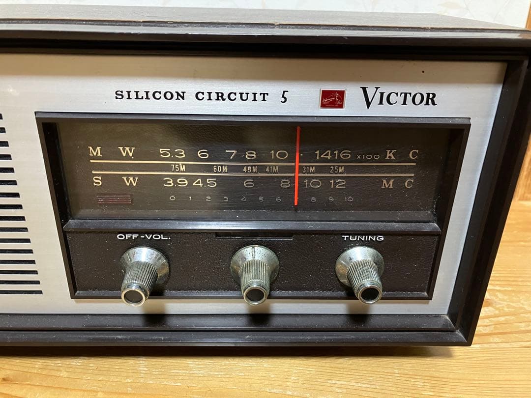 【希少・動作良好】昭和レトロ Victorラジオ AM/短波 モデル5H-258