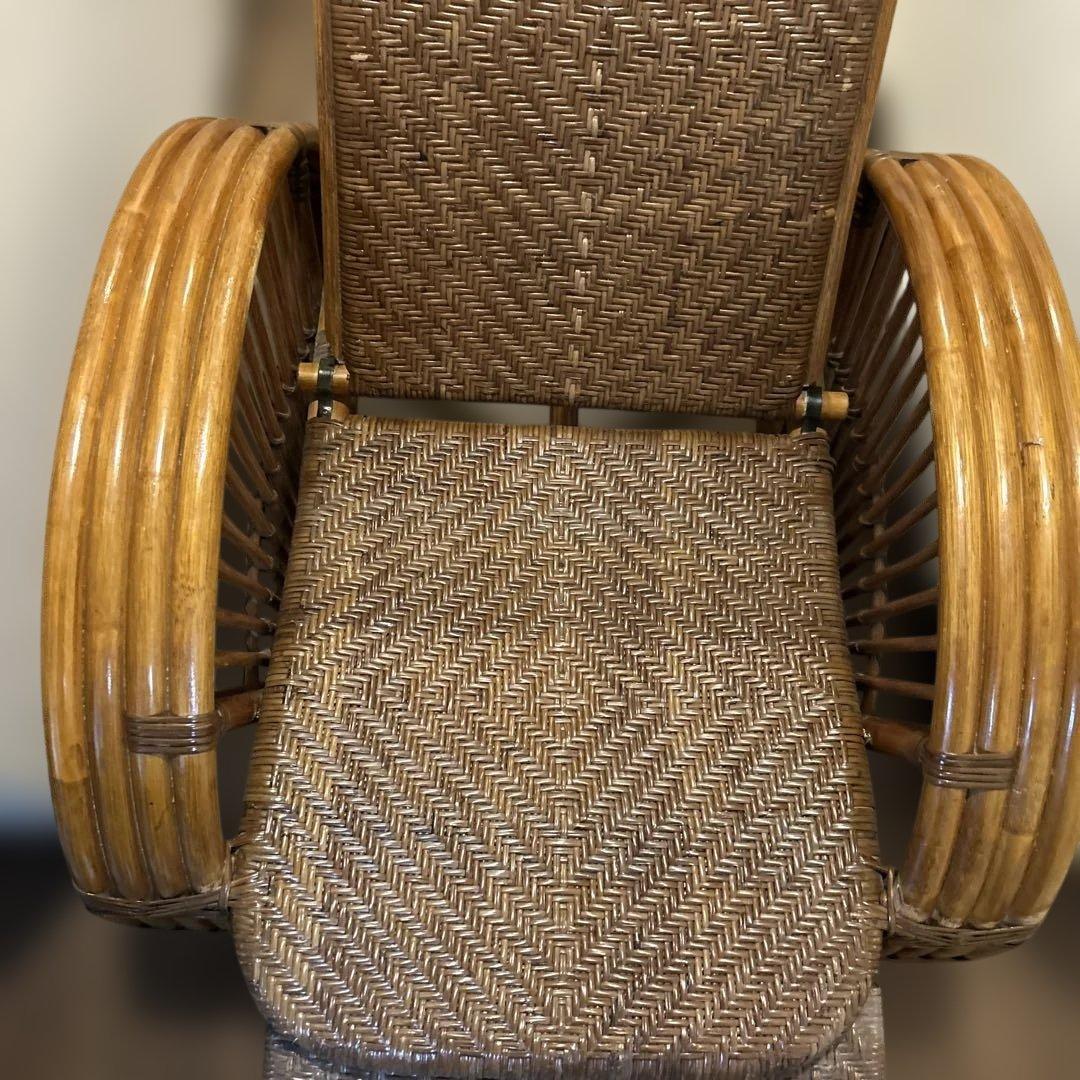 KAZAMA カザマ　ラタン　籐製　3段階調整可能リクライニングチェア