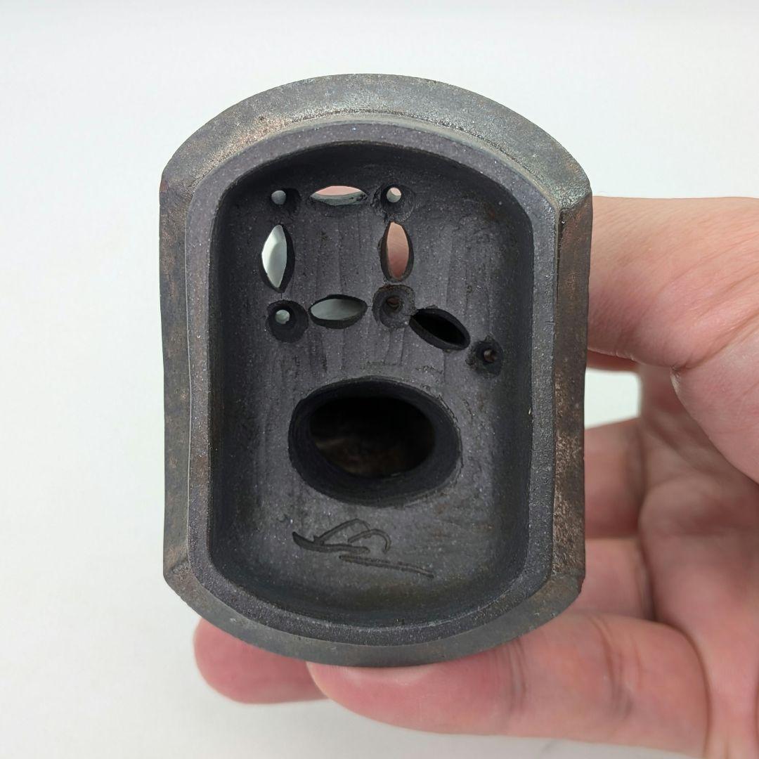 西村春湖 青備前糸巻獅子香炉 共箱合布 備前焼 抹茶道具 香道具 跳ね獅子 在銘