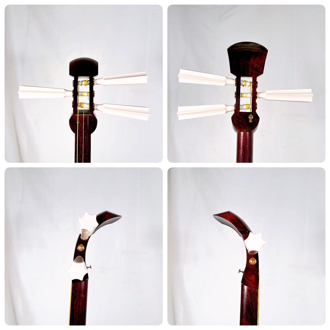 【希少】津軽三味線　紅木　太棹　東さわり付　本皮　皮やぶれなし　二本溝