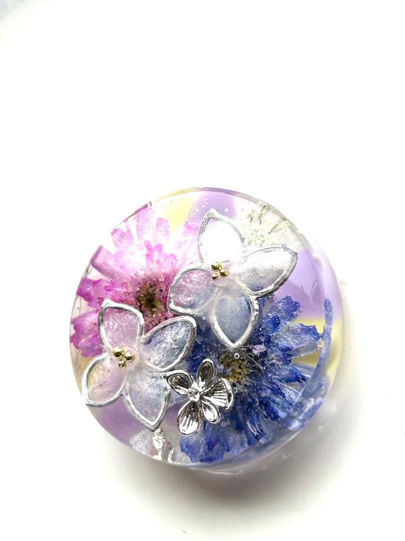 新作☆レジンヘアゴム　Rain紫陽花パープル