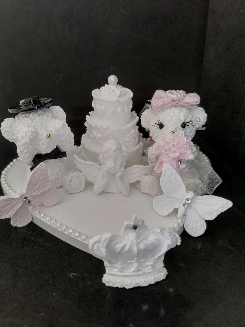 ◼️アロマストーン◼️モフモフくまちゃん◼️wedding◼️台座付き