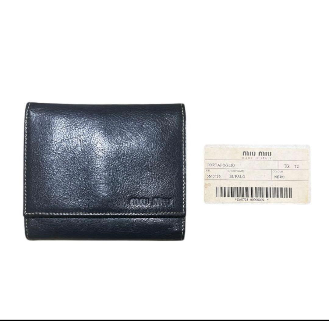 財布・ケース・小物入れ MIUMIU Archive leather wallet black 90s