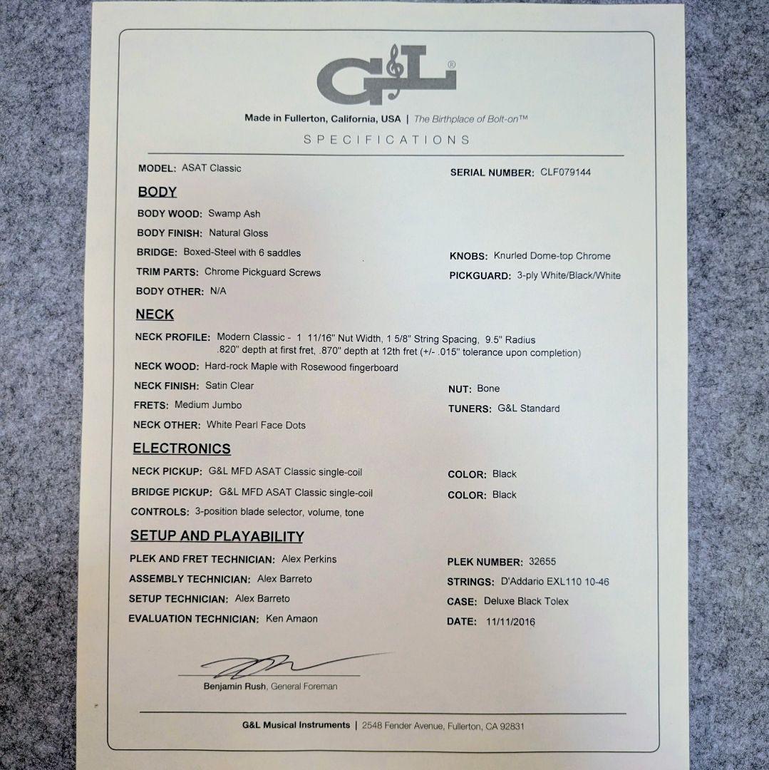 ギター G&L ASAT Classic USA / Natural