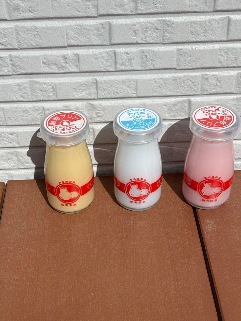 食品サンプル　熱海プリン　カスタード　苺　ミルク