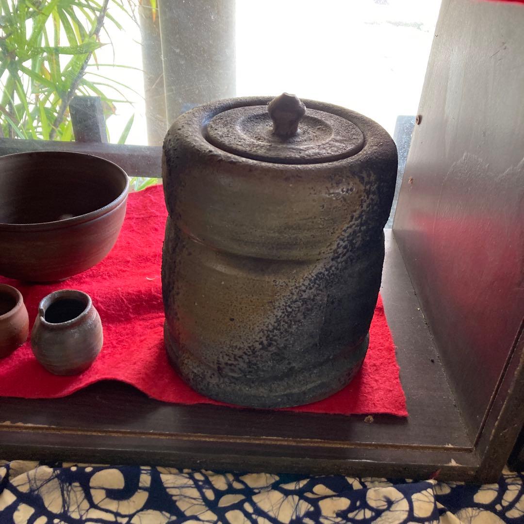 時代備前窯変水差し建水です❣️風格の有る見事な作品です❣️