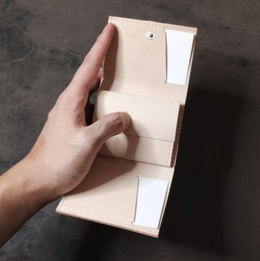 【受注生産】コンパクト3つ折り財布　ハンドメイド イタリアンレザー 赤 手縫い