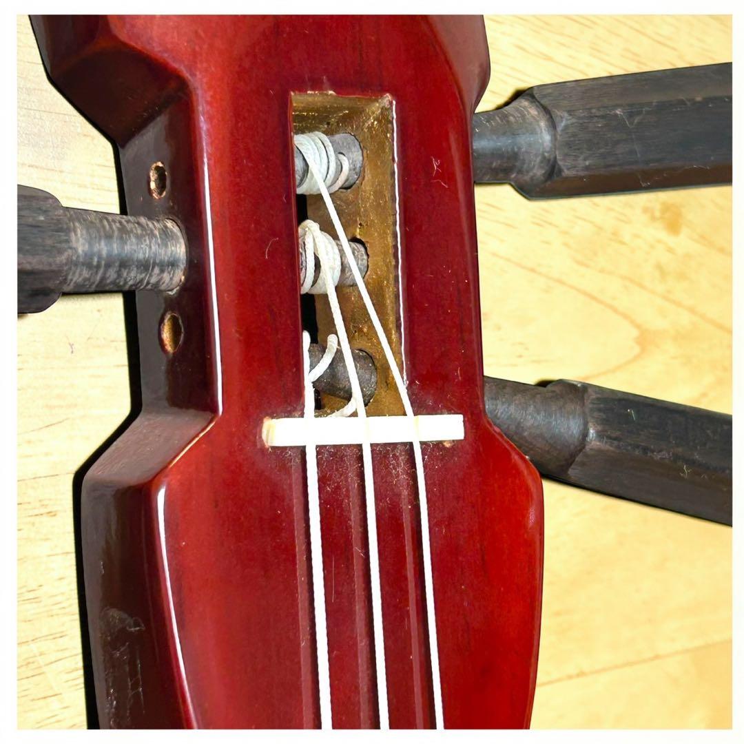 ほぼ未使用級❣️極美品✨沖縄三線 人工皮 唐草ティーガ ケース付き 金箔装飾 駒付