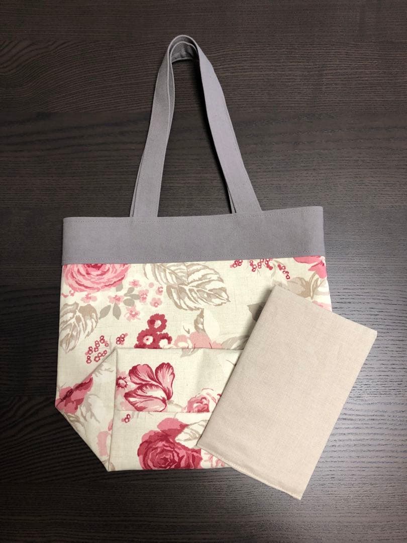 薔薇プリントバケツ型大きめトート