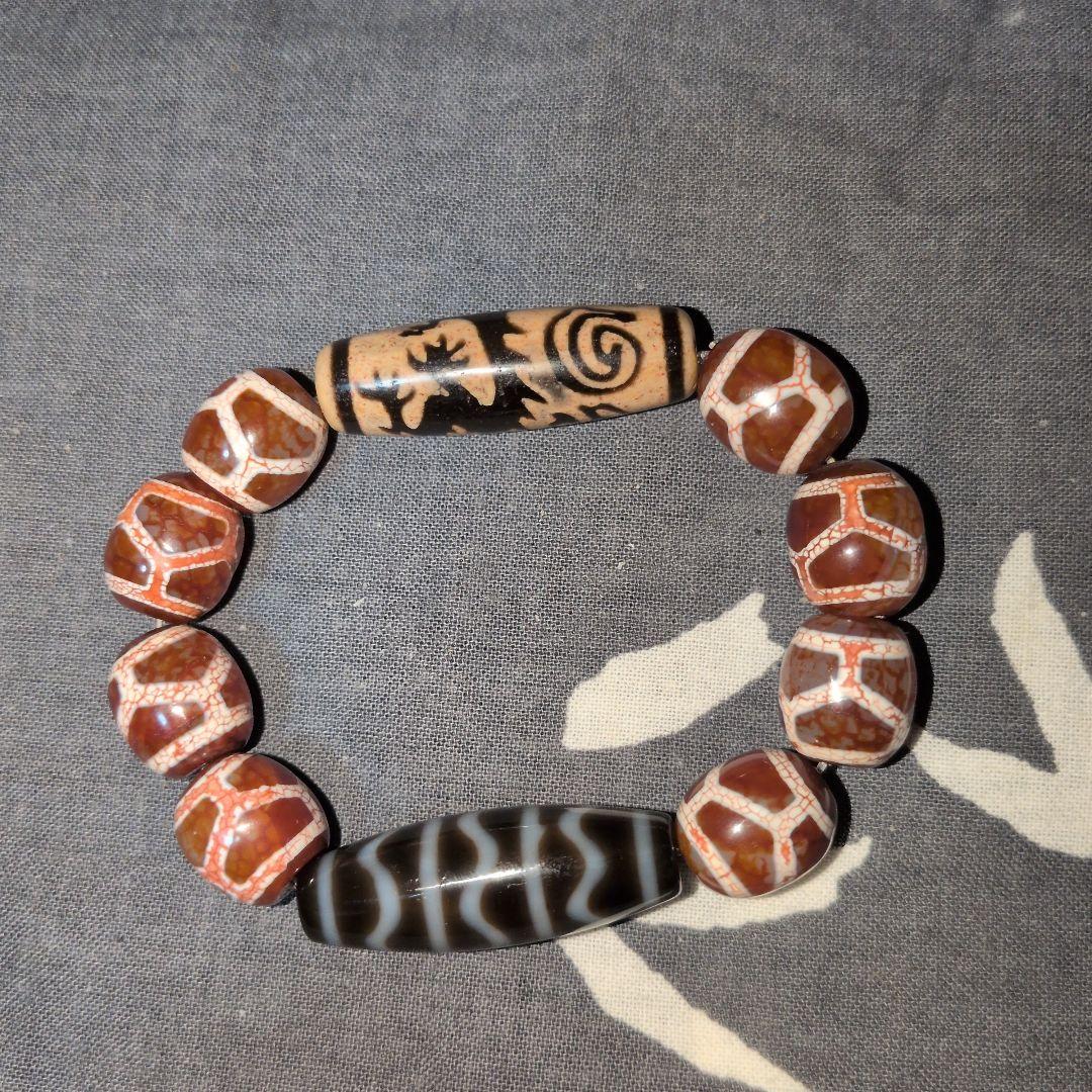 龍神天珠と水紋天珠　デザインブレスレット