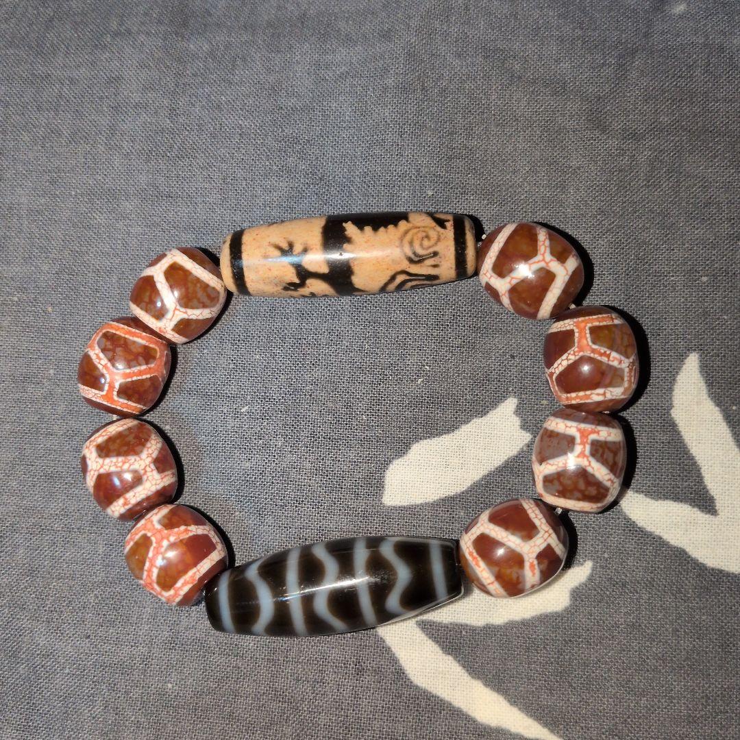 龍神天珠と水紋天珠　デザインブレスレット