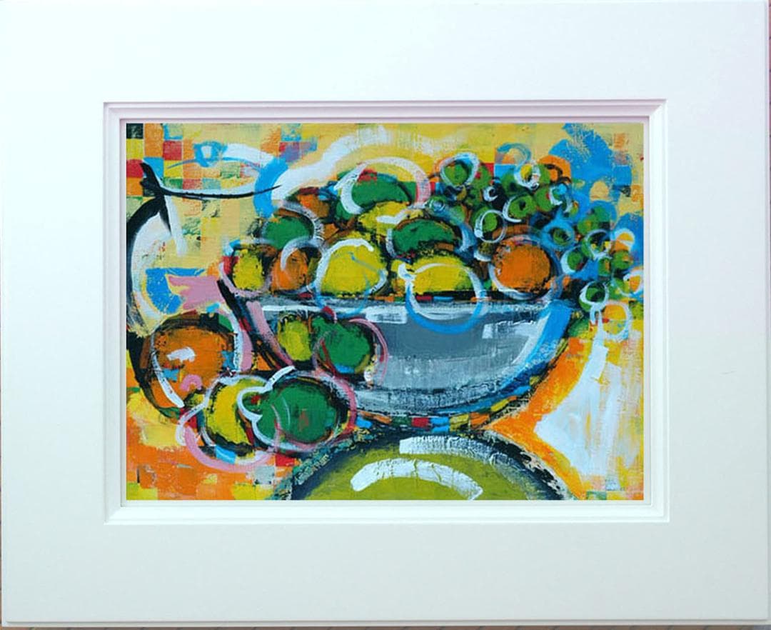 油絵 菅家令子絵 絵画インテリア額付(黒) uF6-061604果物 花瓶