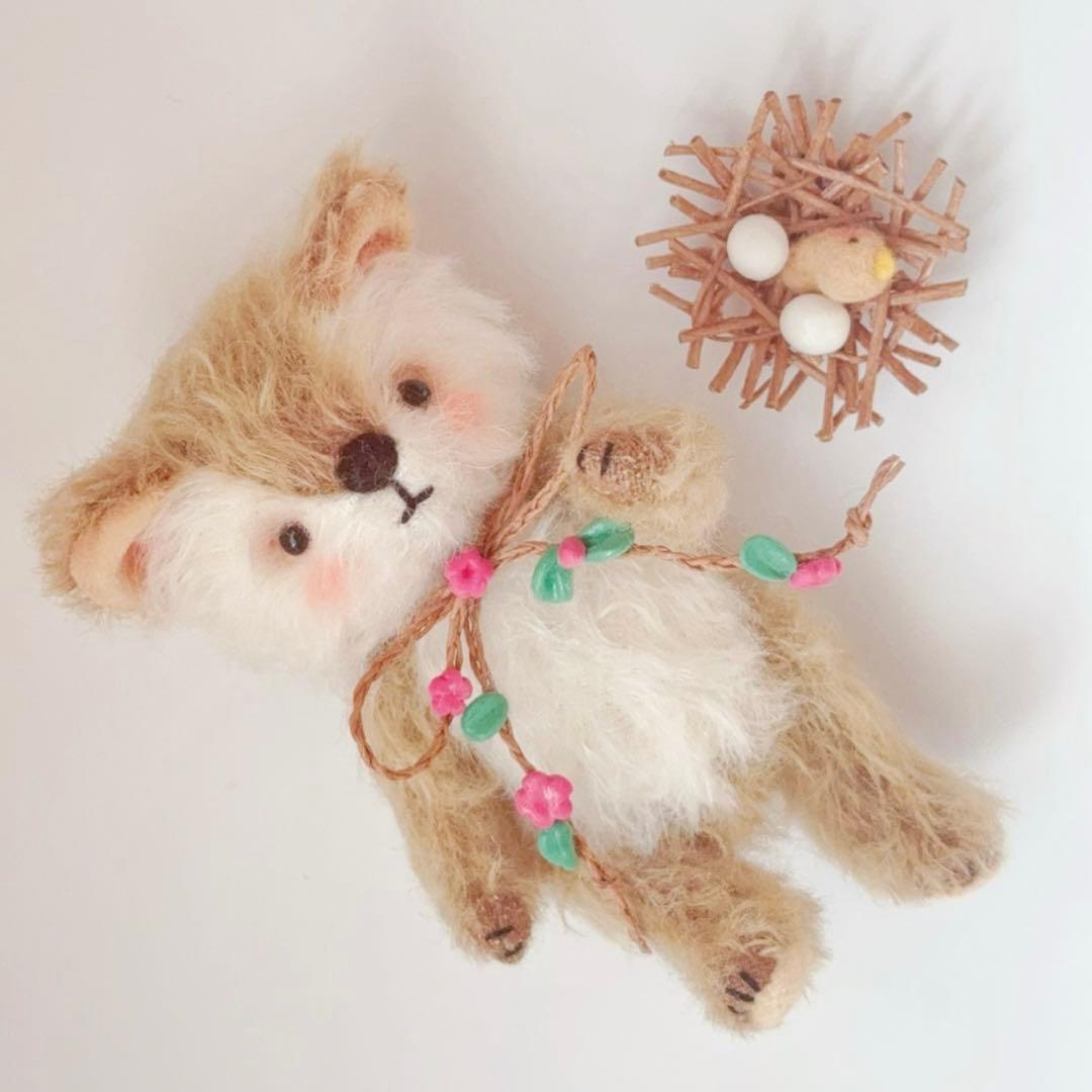 熊のブブと小鳥のボリ テディベア アーティストベア 海外作家様 ハンドメイド