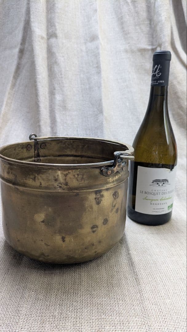 アンティークブラス 真鍮製 吊り下げポット ポットカバー 鉢カバー　i-25