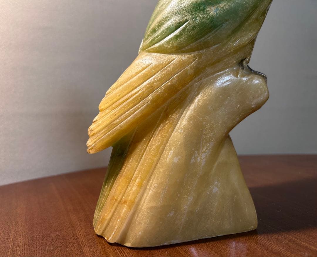 イタリア製　ヴィンテージ オブジェ　オウム彫刻 アルバスター