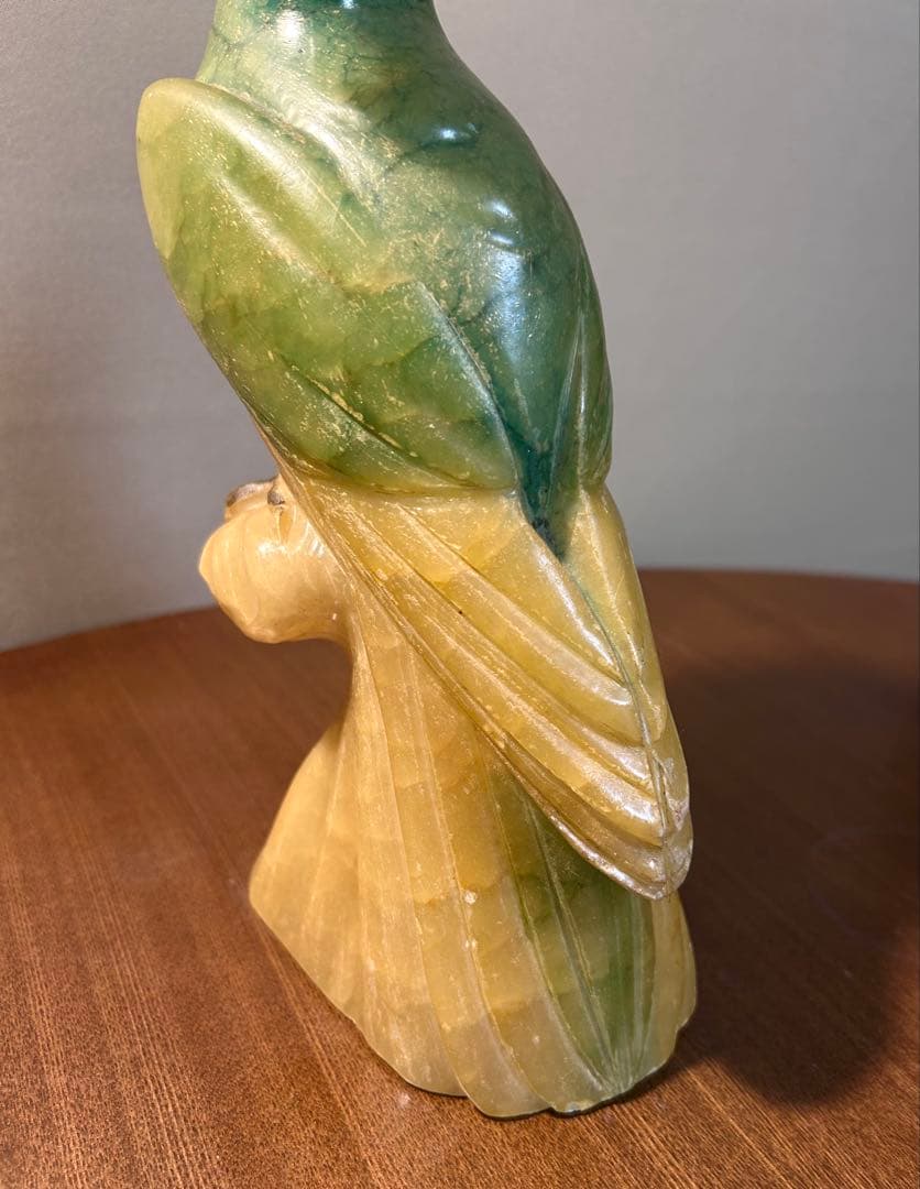 イタリア製　ヴィンテージ オブジェ　オウム彫刻 アルバスター