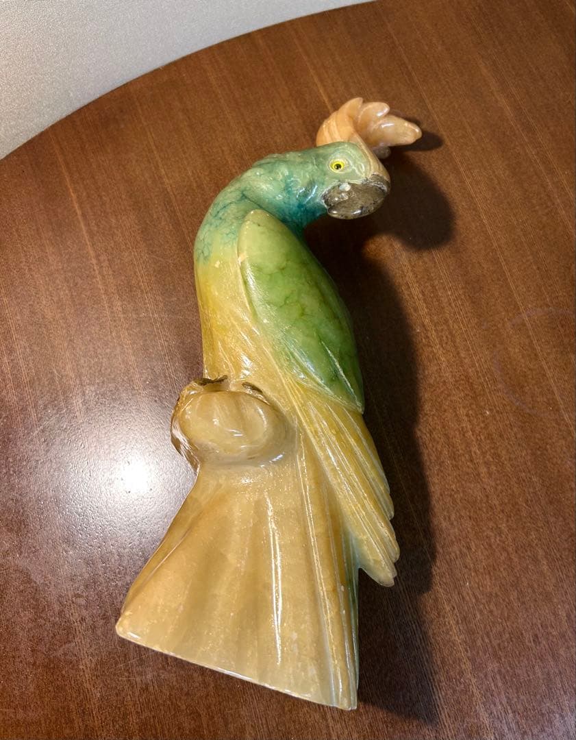 イタリア製　ヴィンテージ オブジェ　オウム彫刻 アルバスター