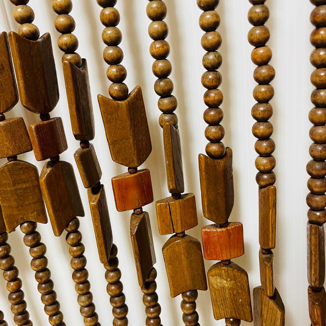 昭和 レトロ 木製 玉 のれん 波状模様