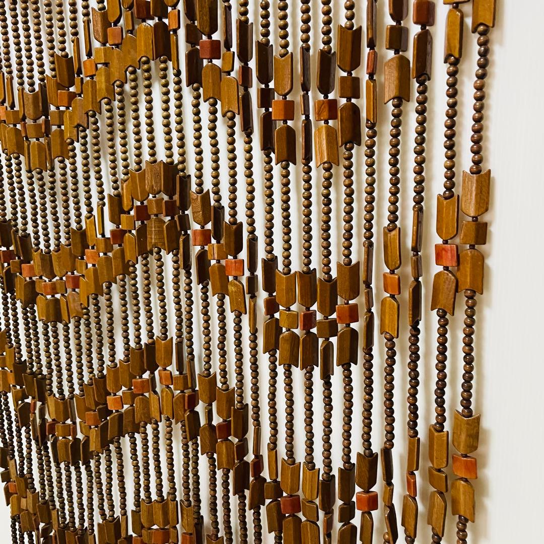 昭和 レトロ 木製 玉 のれん 波状模様