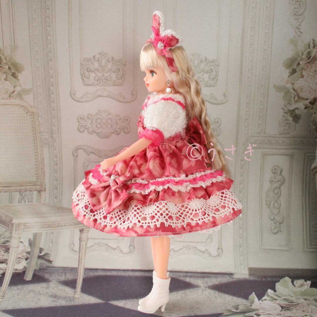 ま*る様 22㎝ドール ドレス パニエ うさ耳カチューシャ イヤリング セット【