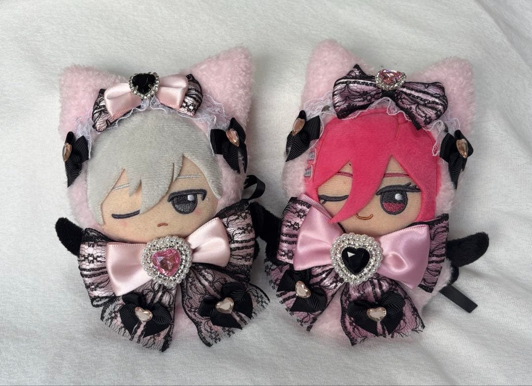 ちびぐるみ ぬい服 11cm ねこ耳 ２着セット ブラック ピンク