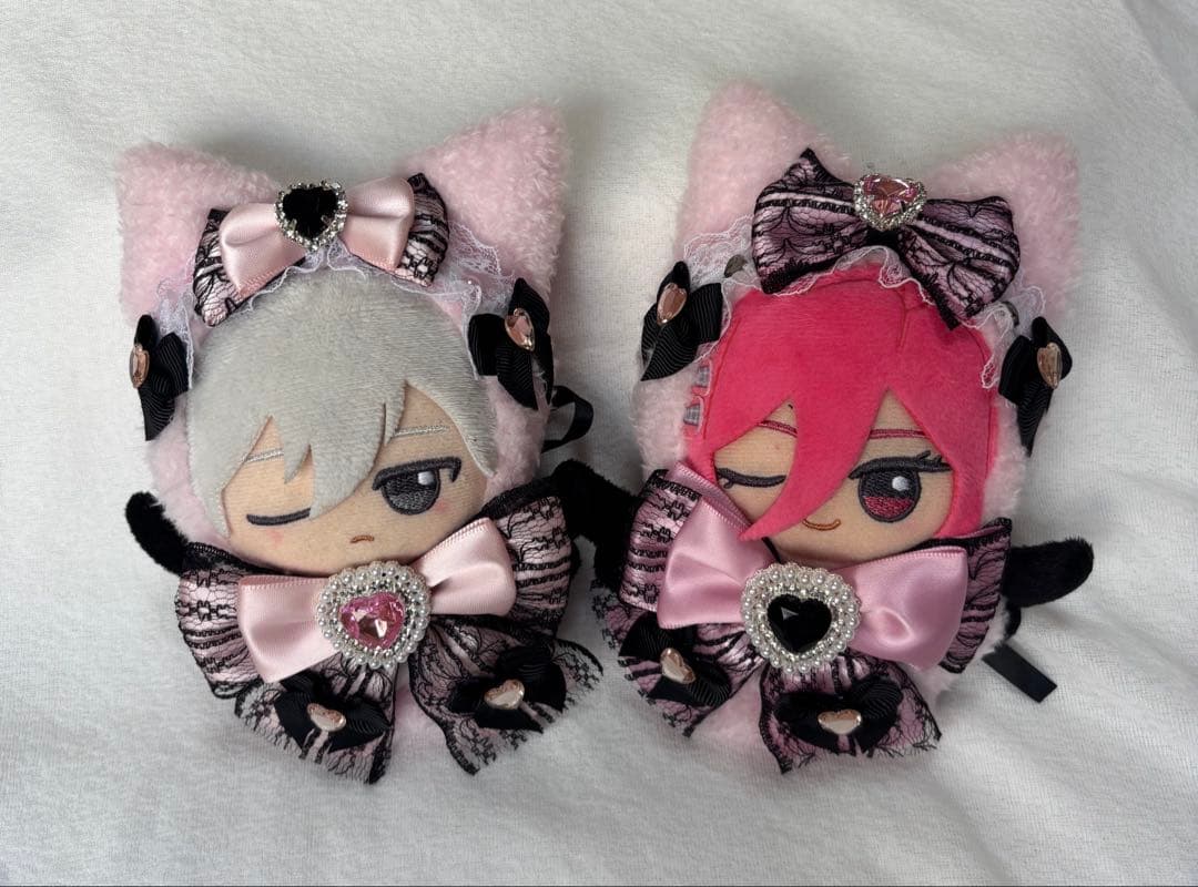 ちびぐるみ ぬい服 11cm ねこ耳 ２着セット ブラック ピンク