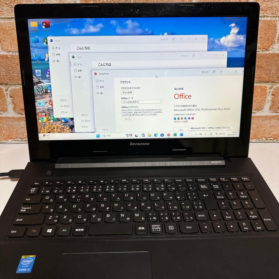 レノボノートPC メモリ8GB SSDWebカメラ Windows11オフィス付