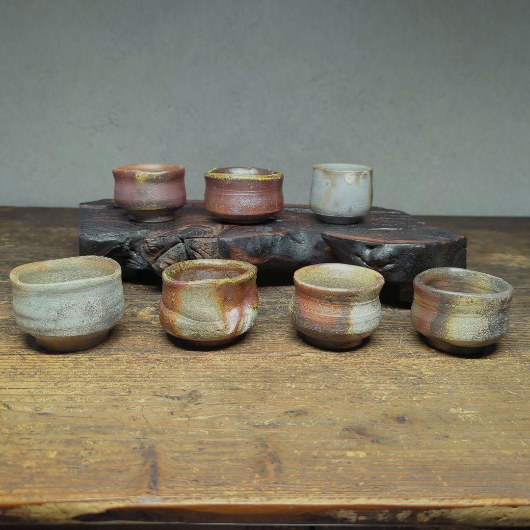 陶芸　備前焼　焼締　窯変　緋襷　酒器　ぐい呑み　お猪口　22個　まとめ売り