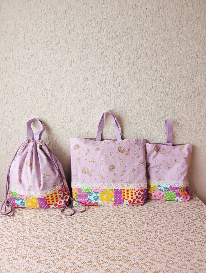 入学入園8点セット、レッスンバック☆上履き袋☆体操着袋☆ピンク、女の子、花柄