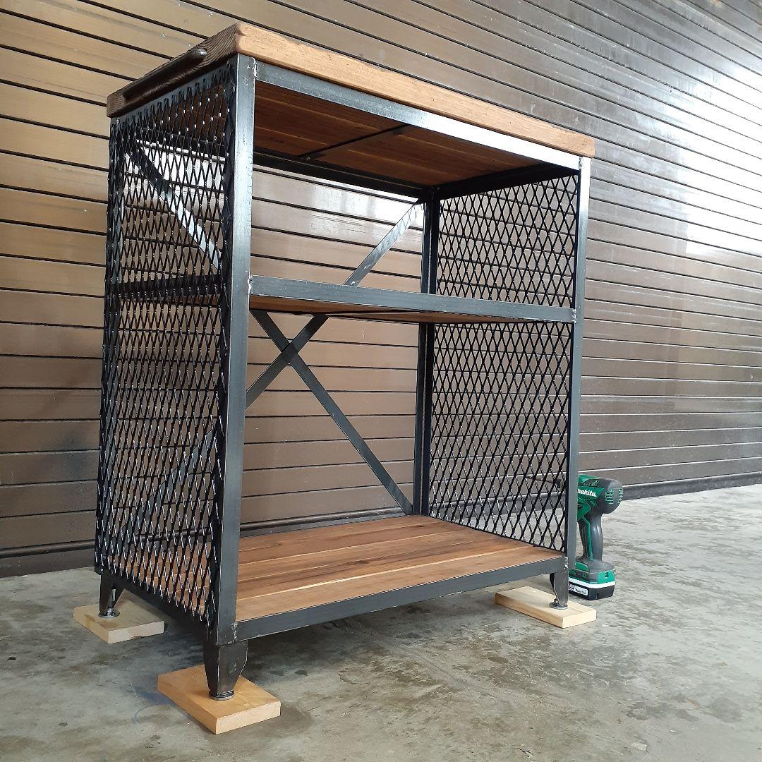 アイアン　シェルフ　ラック　インダストリアル　ハンドメイド　シューズラック　男前