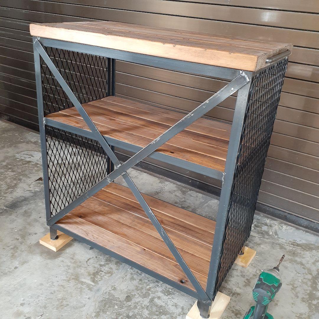 アイアン　シェルフ　ラック　インダストリアル　ハンドメイド　シューズラック　男前