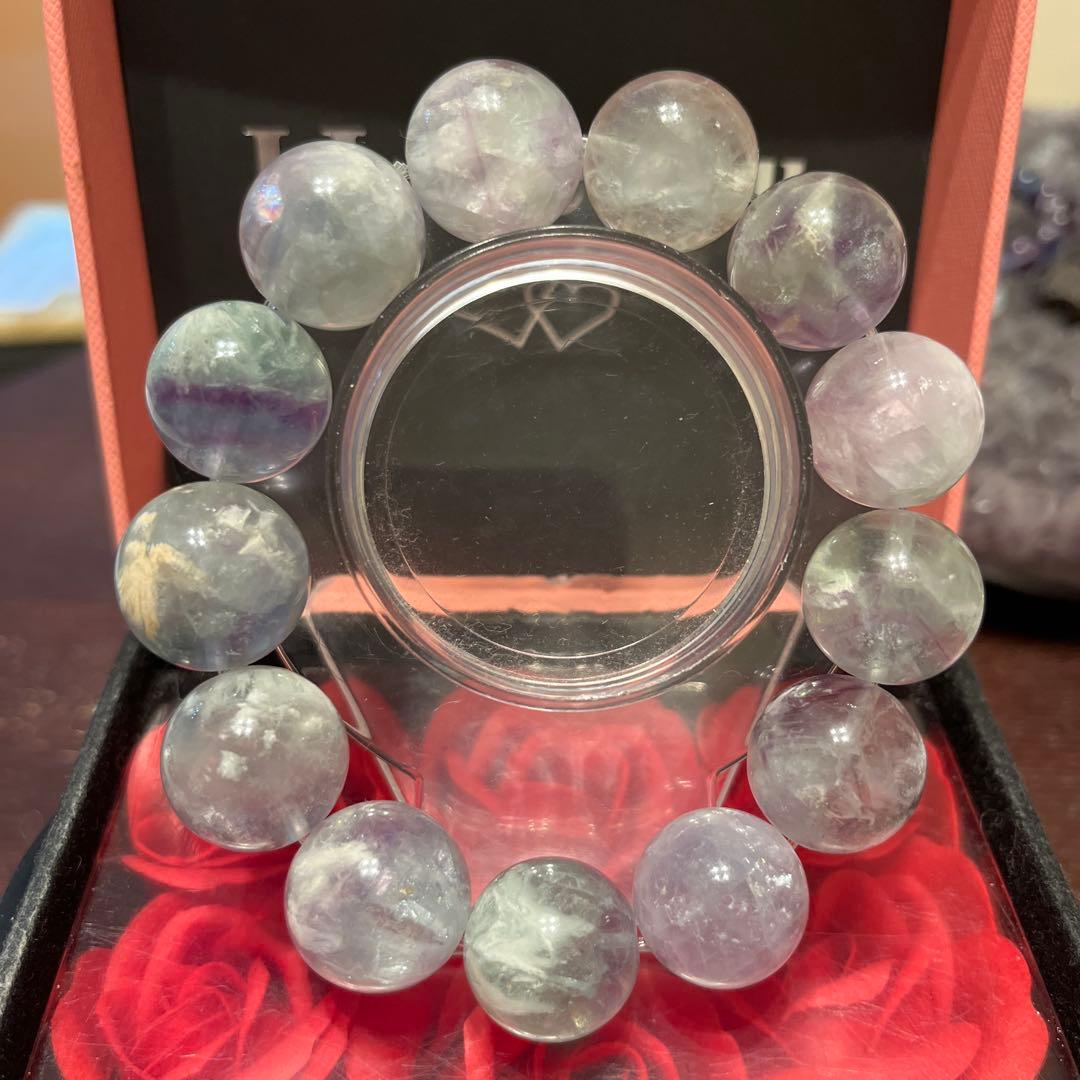 天然石ブレスレット　エンジェルフェザーフローライト　超大玉