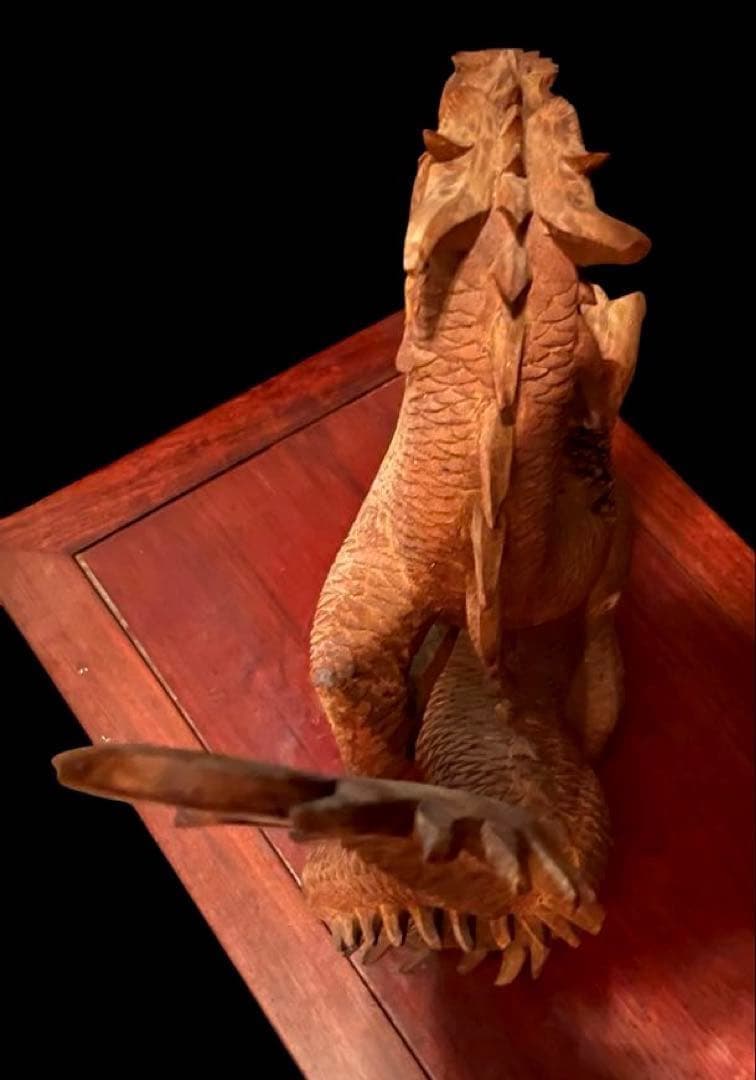 ⭐️大型⭐️花梨木⭐️龍⭐️彫刻⭐️龍神 置物 風水 金運 開運⭐️ドラゴン⭐️台座付‼️❣️