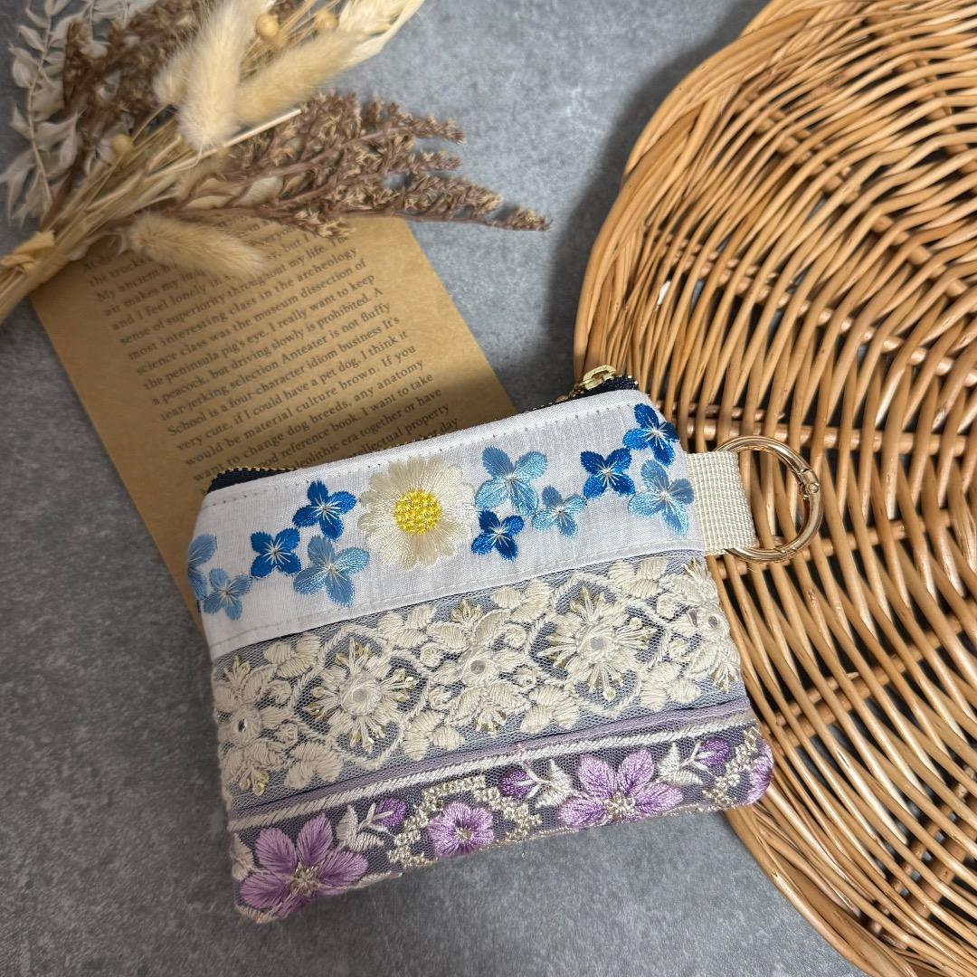 確認用 インド刺繍　ミニポーチ　小物入れ　小銭入れ